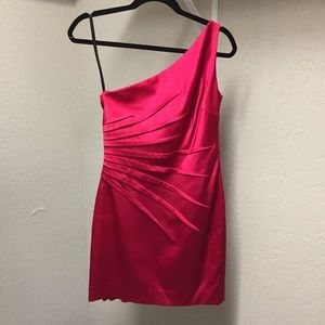 David Meister One Shoulder Red Dress